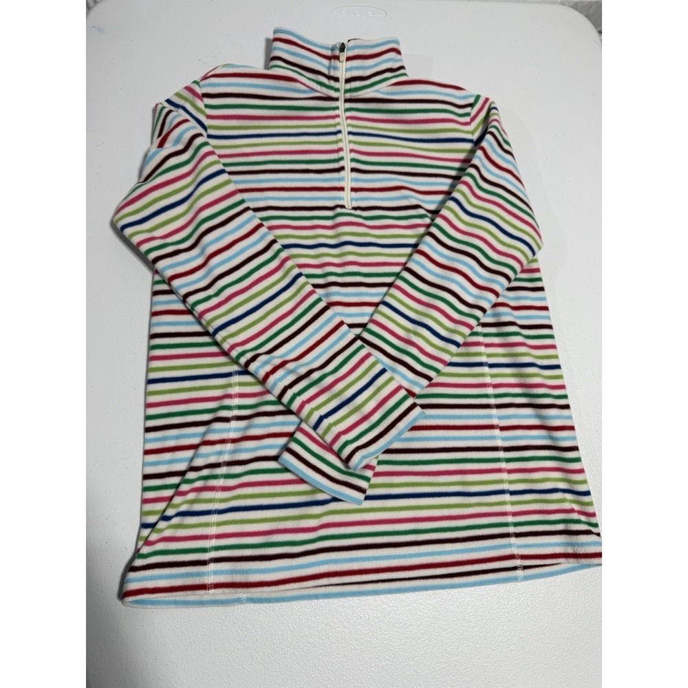 Lands End Color Stripe Fleece Long Sleeve 3/4 Zip Top Size Small (6-8) Cozy Warm